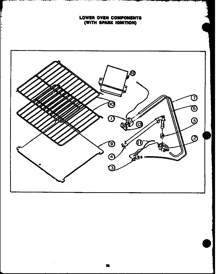 LOWER OVEN COMPONENTS (WITHOUT SPARK IGNITION (GBK22AA) (SBK22AA) (GBK22AA0PU) (SBK22AA0PU) (GBK24AA) (SBK24AA) (GBK24CB) (SBK24CB) (GBK24CC) (SBK24CC)