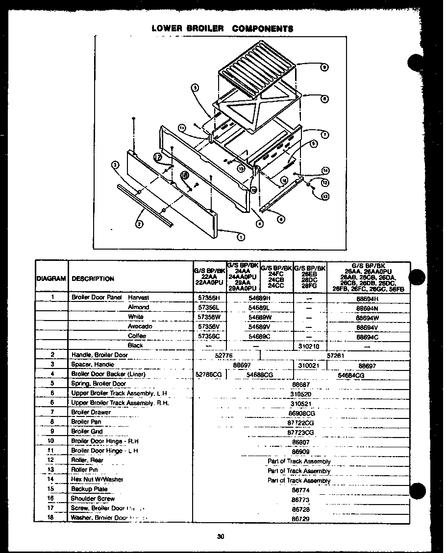 LOWER BROILER COMPONENTS