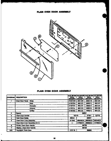 Plain oven door assembly (gbp22aa) (sbp22aa) (gbk22aa) (sbk22aa) (gbp22aa0pu) (sbp22aa0pu) (gbk22aa0pu) (sbk22aa0pu) (gbp24aa) (sbp24aa) (gbk24aa) (sbk24aa)
