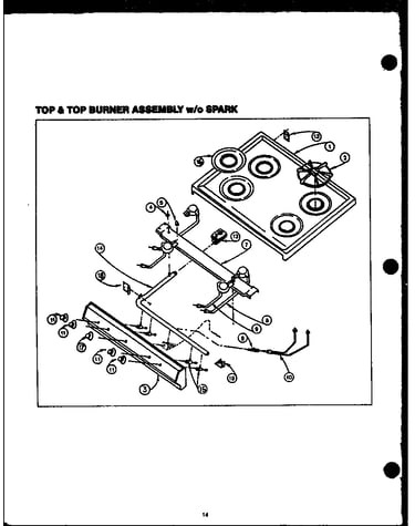 Top and top burner assembly w/o spark (gbp26aa) (sbp26aa) (sbp26ab) (gbp26ab) (sbp26cb) (gbp26cb) (gbp26db) (sbp26db) (gbp26eb) (sbp26eb)