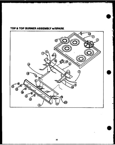 Top and top burner assembly with spark (gbk26aa) (sbk26aa) (sbk26ab) (gbk26ab) (gbk26cb) (sbk26cb) (gbp26db) (sbp26db) (gbk26db) (sbk26db) (gbk26eb) (sbk26eb)