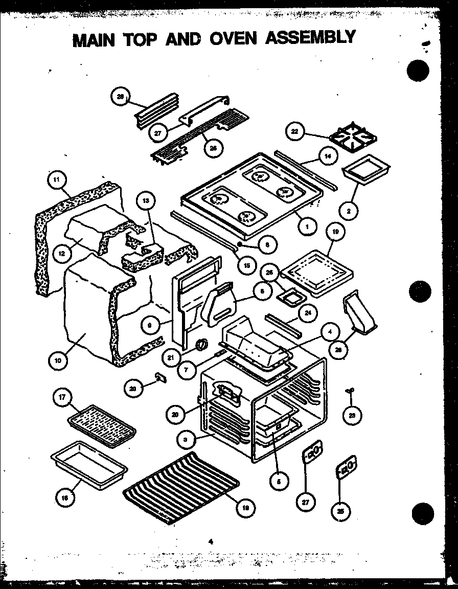 Main top and oven assembly