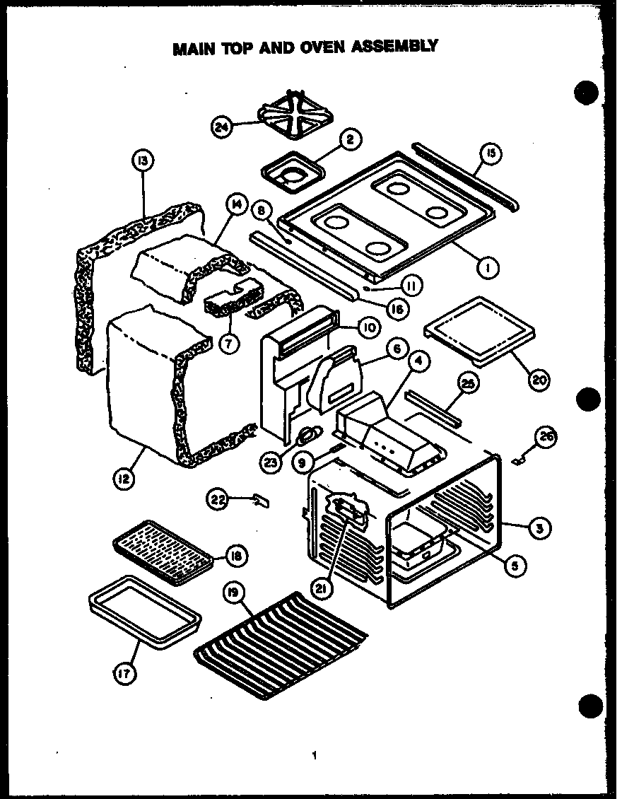 Main top/oven assembly