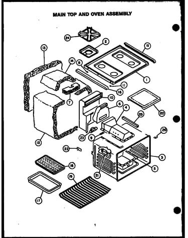 Main top/oven assembly