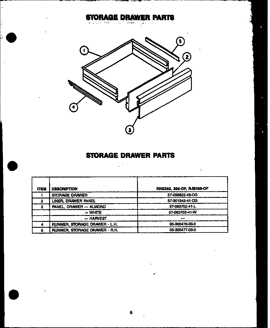 STORAGE DRAWER PARTS