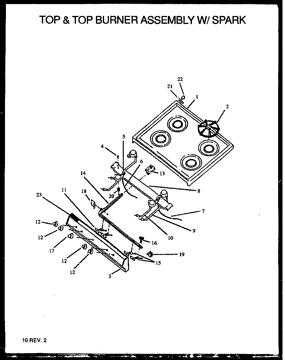 TOP & TOP BURNER ASSEMBLY W/ SPARK (RBK22AAL/P1142355NL) (RBK22AAW/P1142355NW) (RBK24AAL/P1142356NL) (RBK24AAW/P1142356NW) (RBK26AAW/P1142334NW) (RBK26AAL/P1142334NL) (RBK26AAL/P1142345NL) (RBK26AAW/P1142345NW) (RBK26CBL/P1142336NL) (RBK26CBW/P1142336NW)