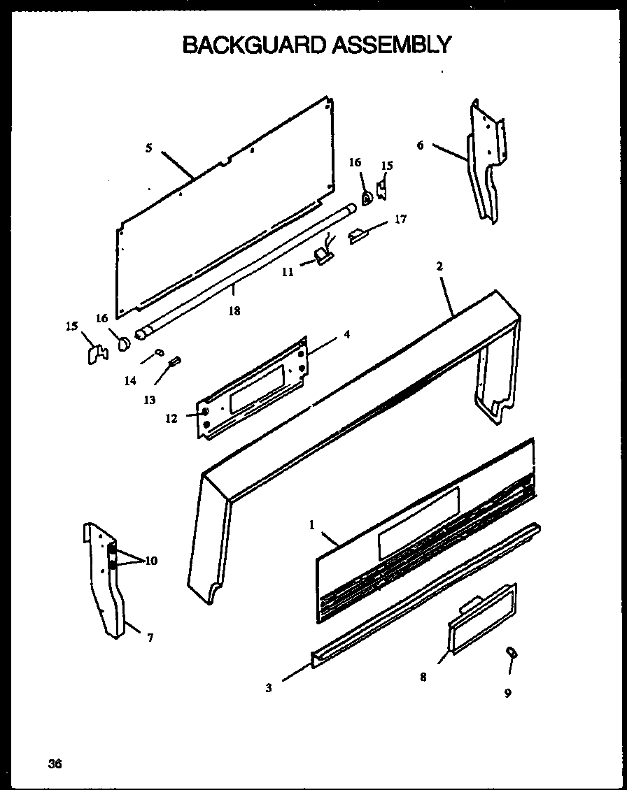 BACKGUARD ASSEMBLY (RLS351) (RMS351) (RLS352) (RMS352) (RLS353) (RMS353) (RMS354) (RLS354) (RLS346) (RMS346) (RLS356) (RMS356) (RLS359) (RMS359) (RLS358) (RMS358) (RLS368) (RMS368)