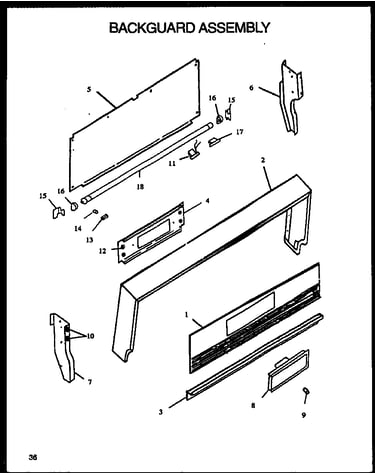 Backguard assembly (rls351) (rms351) (rls352) (rms352) (rls353) (rms353) (rms354) (rls354) (rls346) (rms346) (rls356) (rms356) (rls359) (rms359) (rls358) (rms358) (rls368) (rms368)