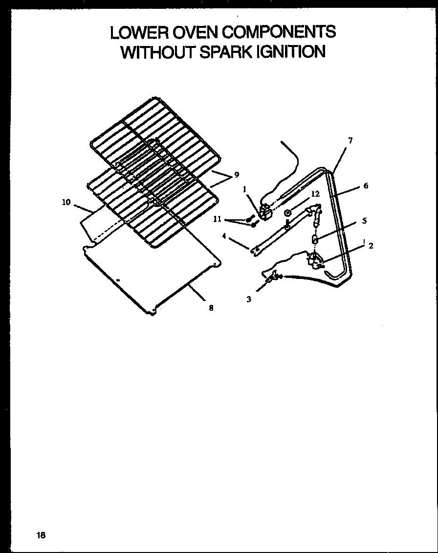 Lower oven components without spark ignition (rls640) (rms640) (rls661) (rms661) (rls664) (rms664)