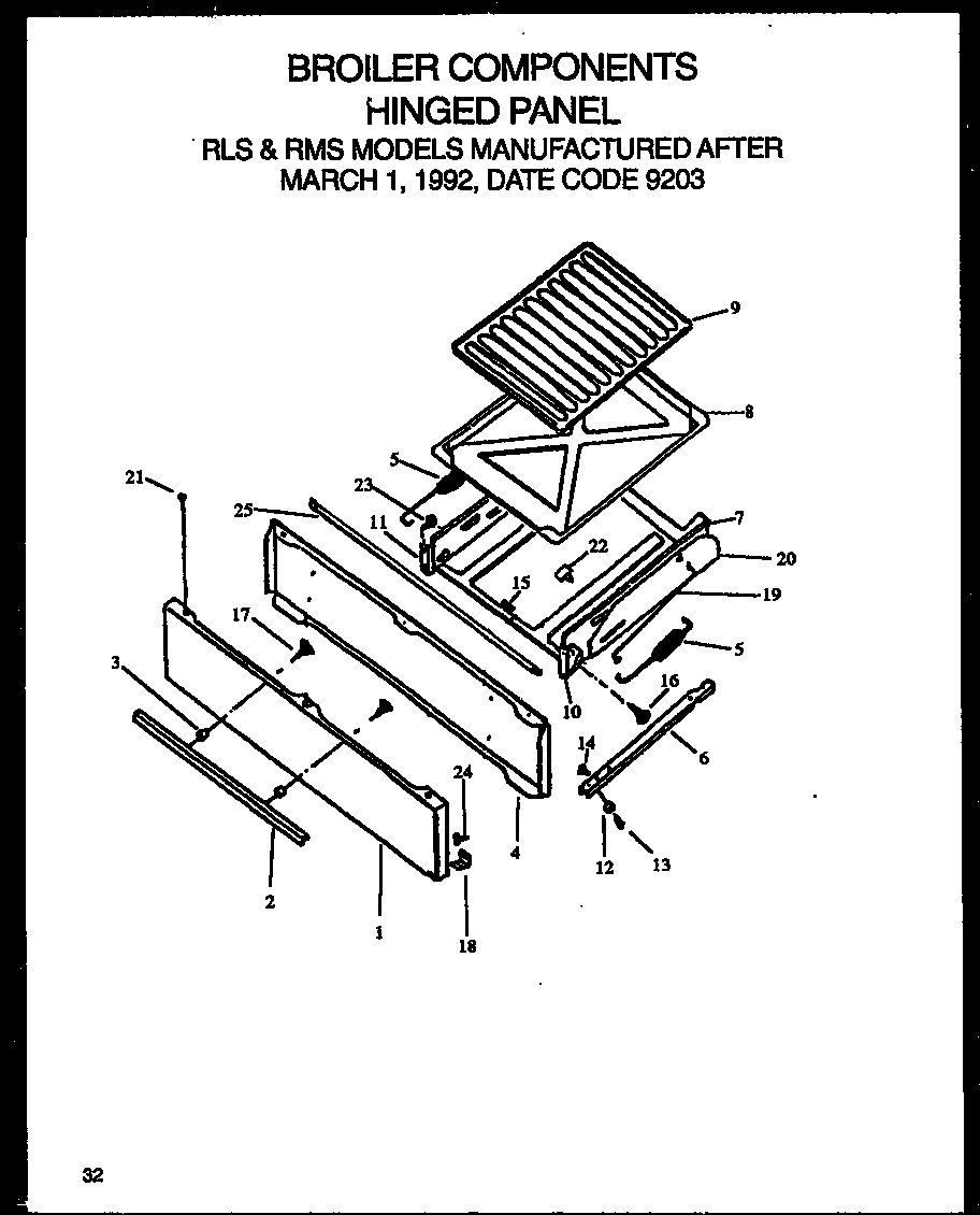 Broiler components hinged panel (rls669) (rms669)