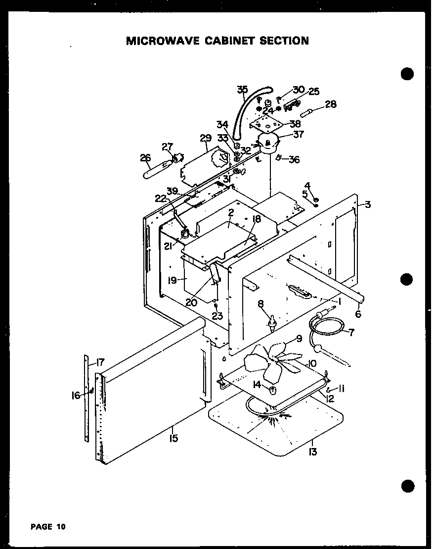 Microwave cabinet section