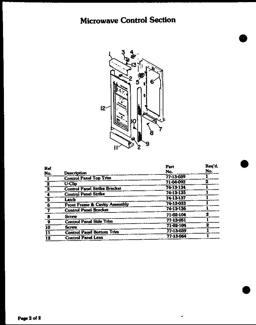 MICROWAVE CONTROL SECTION