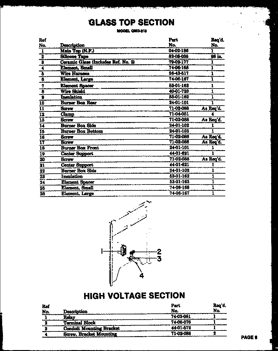 High voltage section (qmd-810) (qmd-800)