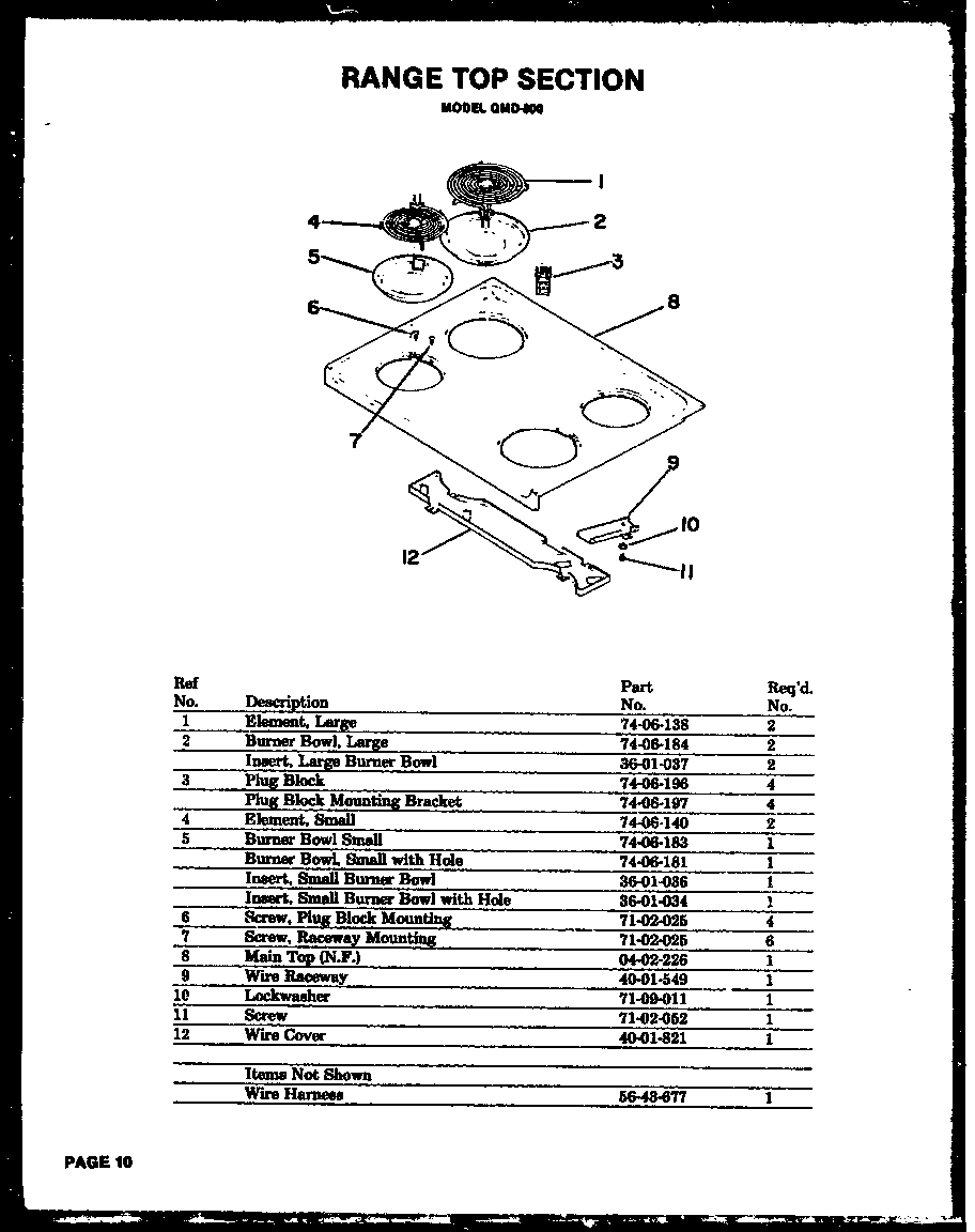 RANGE TOP SECTION (QMD-800)