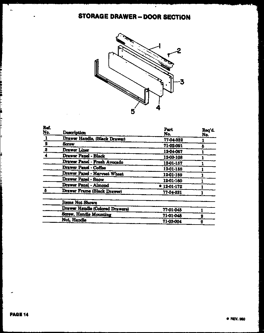 STORAGE DRAWER-DOOR SECTION (QMD-810) (QMD-800)