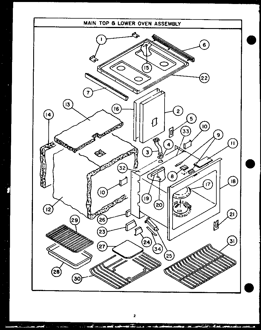 Main top and lower oven assembly