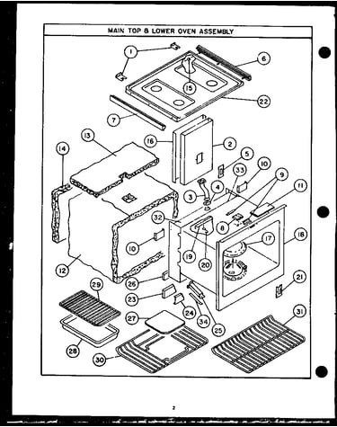 Main top and lower oven assembly