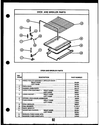 Oven and broiler parts