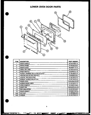 Lower oven door parts