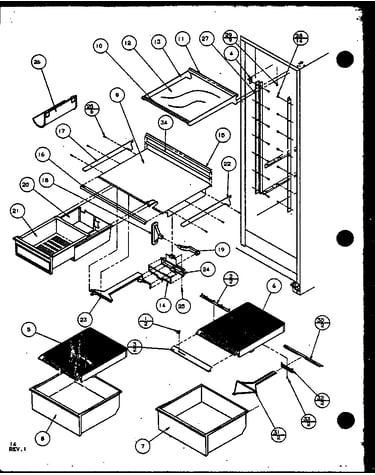 Refrigerator shelving and drawers (sx19mw/p1121302ww) (sx19ml/p1121302wl)