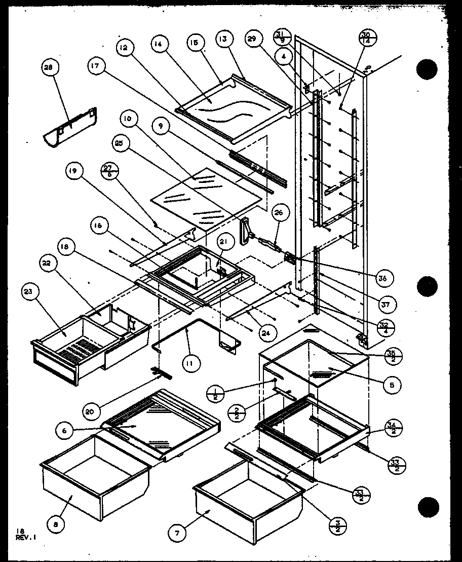 REFRIGERATOR SHELVING AND DRAWERS (SX25MW/P1120705WW) (SX25M2W/P1154902WW) (SX25ML/P1120706WL) (SX25MG/P1120706WG) (SX25MW/P1120706WW) (SX25ML/P1120705WL) (SX25MG/P1120705WG) (SX25M2L/P1154902WL)