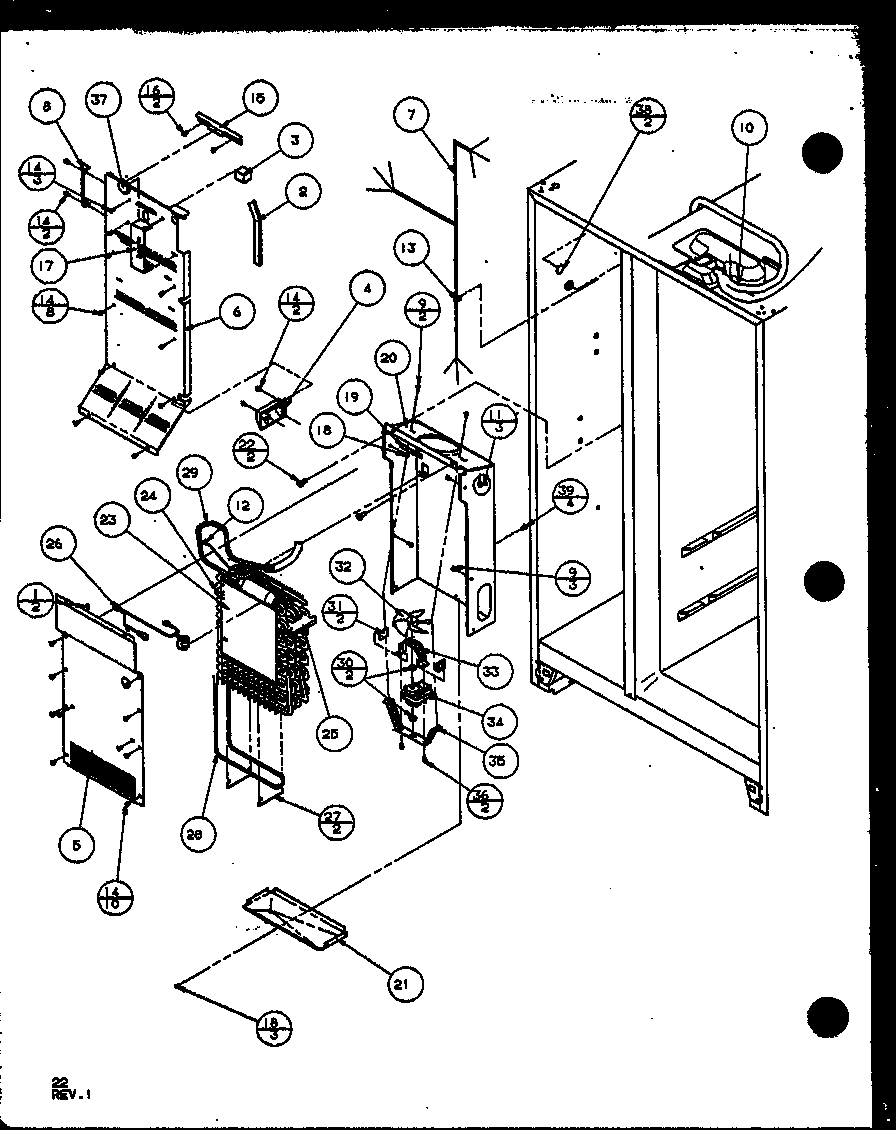 FREEZER EVAPORATOR AND AIR HANDLING (SX19MW/P1121302WW) (SX19ML/P1121302WL) (SX22ML/P1120604WL) (SX22MG/P1120604WG) (SX22MW/P1120603WW) (SX22MW/P1120604WW) (SX22ML/P1120603WL) (SX22MG/P1120603WG) (SX25MW/P1120705WW) (SX25M2W/P1154902WW) (SX25ML/P1120706WL