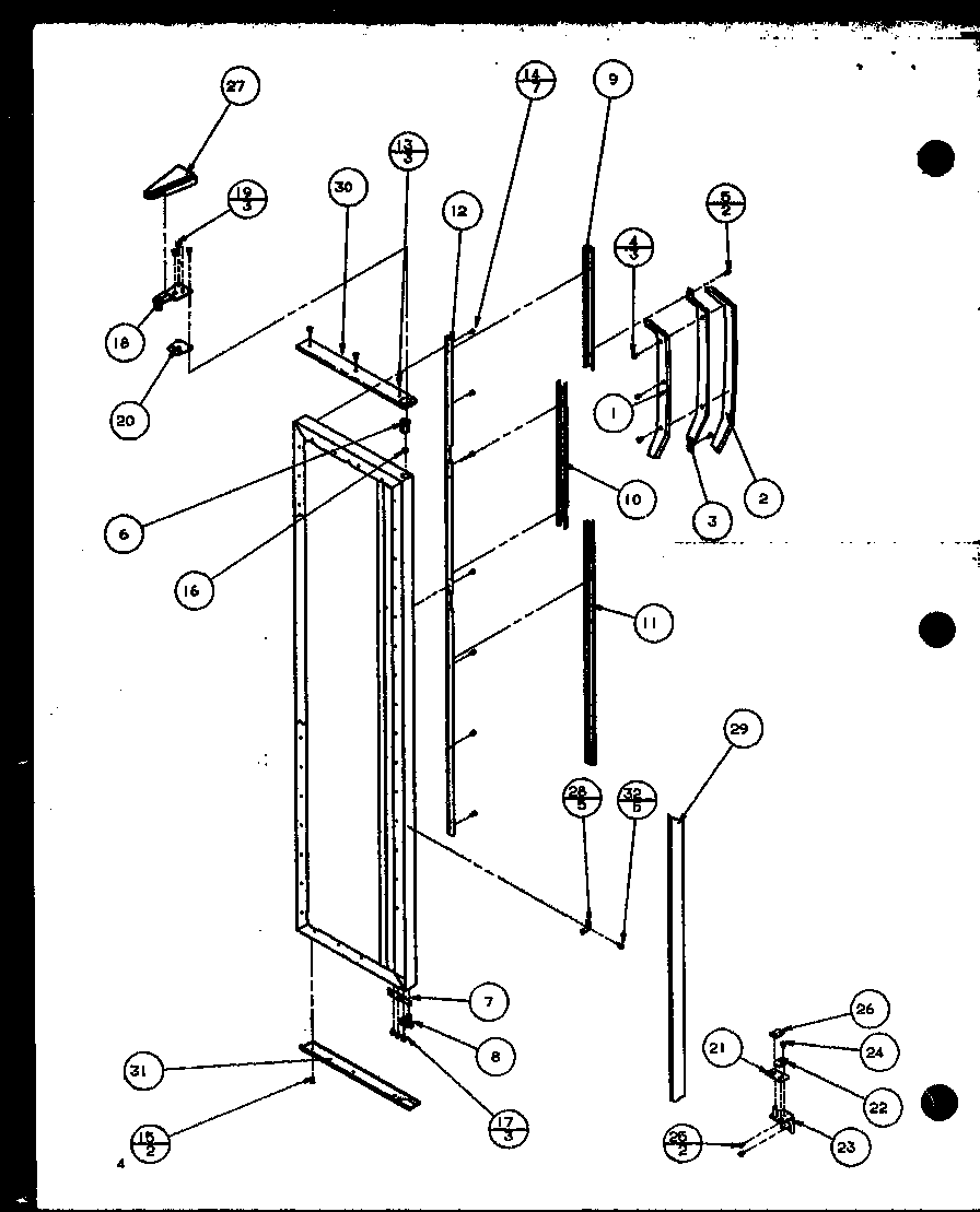 Freezer door hinge and trim parts