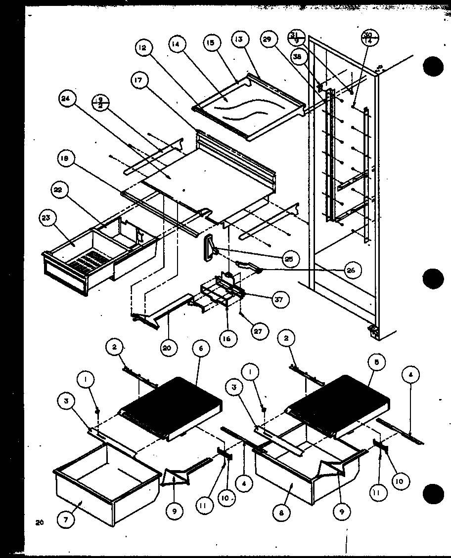 REFRIGERATOR SHELVING AND DRAWERS (SG22MBW/P1153501WW) (SG22MBG/P1153501WG) (SG22MBL/P1153501WL) (SG22MBG/P1153502WG) (SG22MBW/P1153502WW) (SG22MBL/P1153502WL)