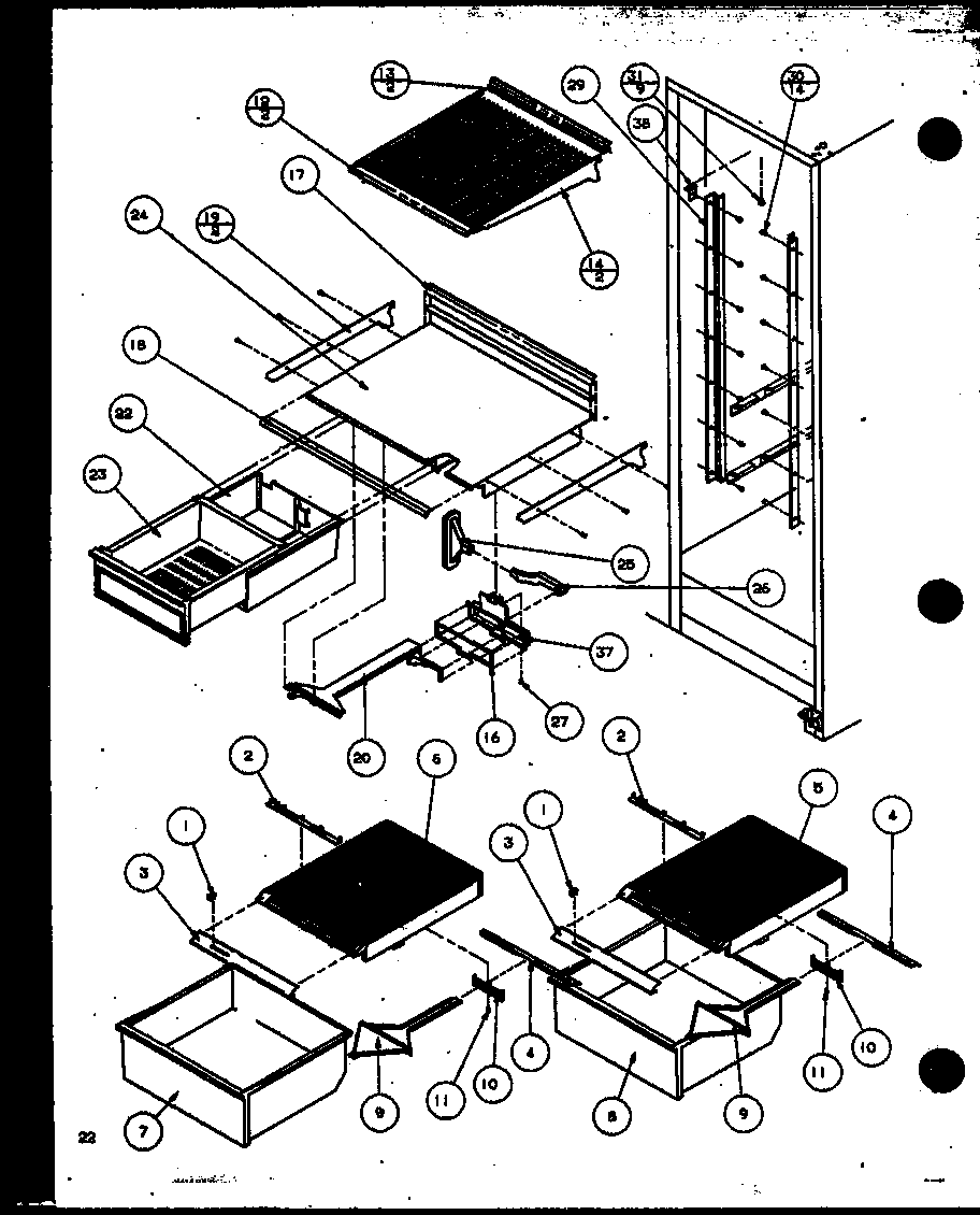 REFRIGERATOR SHELVING AND DRAWERS (SW22MBG/P1153503WG) (SW22MBW/P1153503WW) (SW22MBL/P1153503WL) (SW22MBW/P1153504WW) (SW22MBG/P1153504WG) (SW22MBL/P1153504WL)