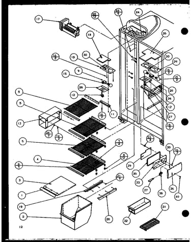 Freezer shelving and refrigerator light (sz25m2w/p1154903ww) (sz25m2l/p1154903wl) (sz25mp2w/p1154904ww) (sz25mp2l/p1154904wl)