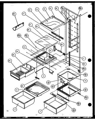 Refrigerator shelving and drawers (sz25m2w/p1154903ww) (sz25m2l/p1154903wl) (sz25mp2w/p1154904ww) (sz25mp2l/p1154904wl)
