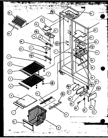 Freezer shelving and refrigerator light (sbi20mw/p1120102ww)