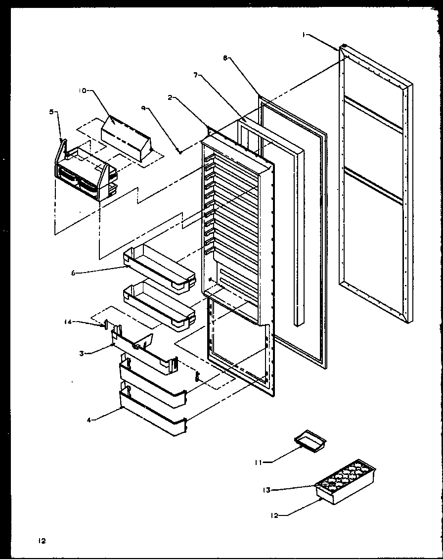 Refrigerator door (sqd20nbl/p1162507wl) (sqd20nbw/p1162507ww)