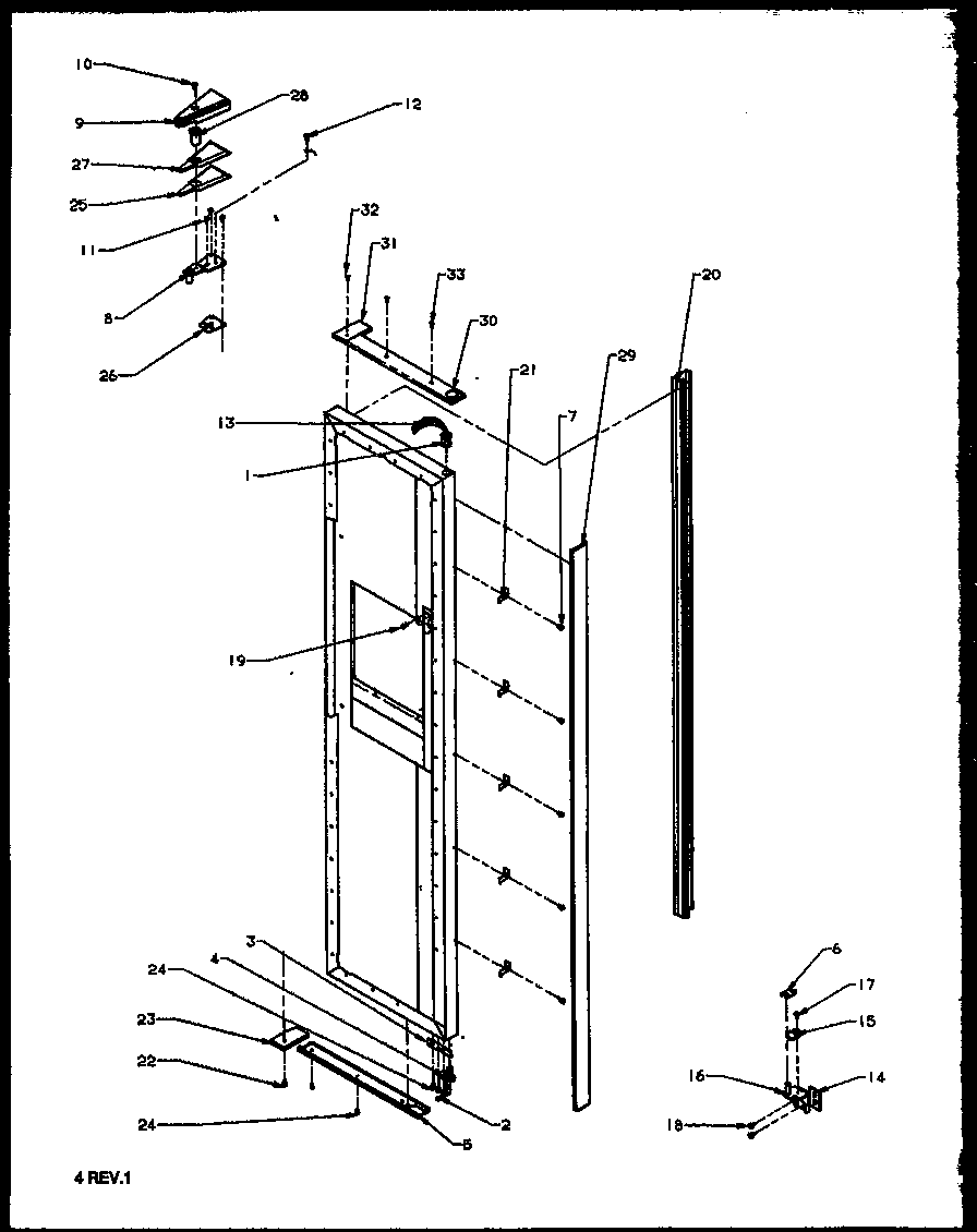 Freezer door hinge and trim parts