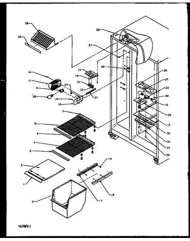 Freezer shelving and refrigerator light