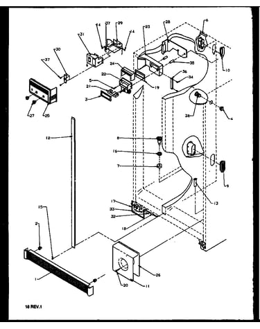 Refrigerator/freezer controls and cabinet parts