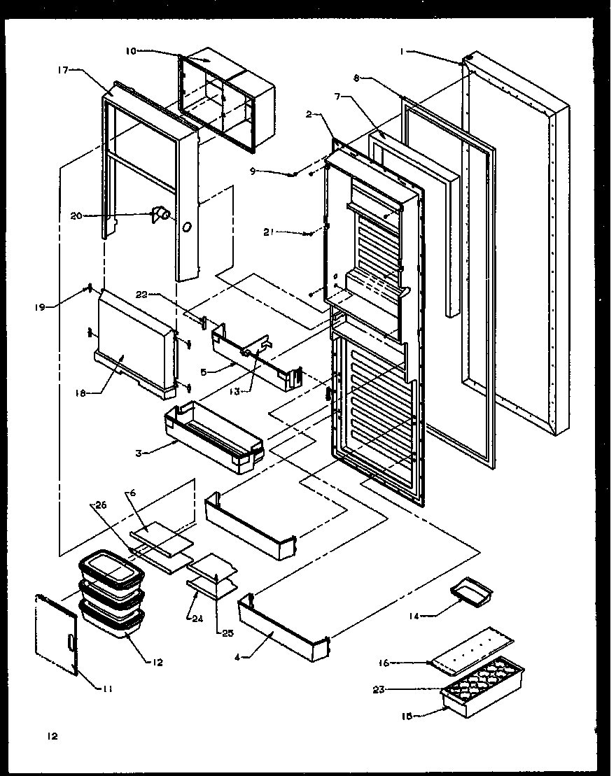 Refrigerator door (sbi20ne/p1162902we) (sbi20nw/p1162902ww) (sbd20ne/p1162503we) (sbd20nw/p1162503ww)