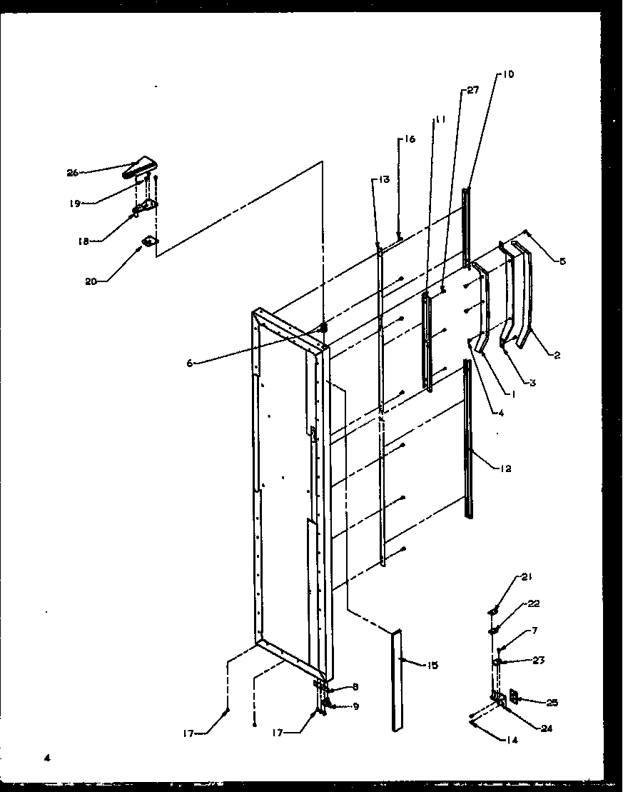 Freezer door hinge and trim parts