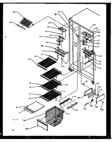 Freezer shelving and refrigerator light