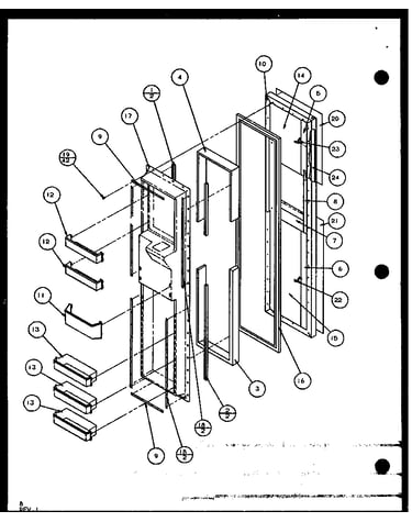 Freezer door (sxd25j/p1104001w) (sxd25jb/p1104003w) (sxd25jp/p1104005w)