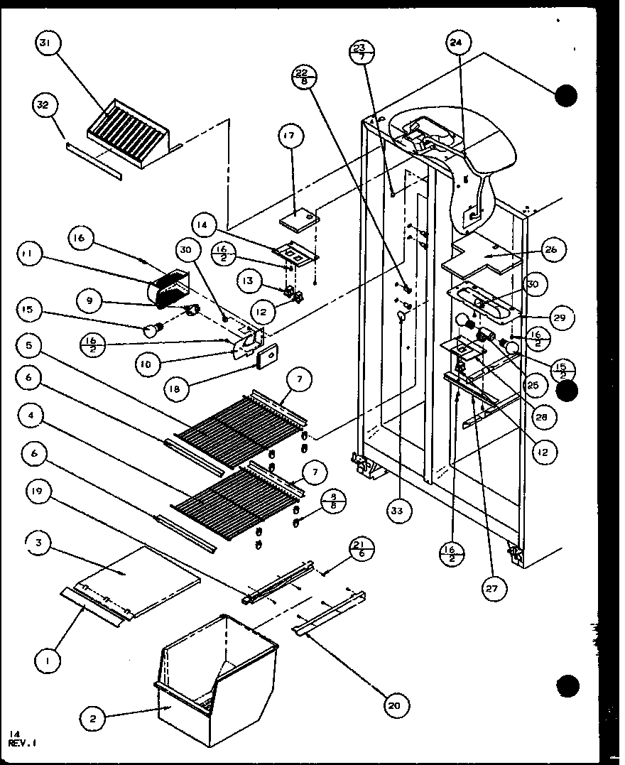 FREEZER SHELVING AND REFRIGERATOR LIGHT (SXD25J/P1104001W) (SXD25JB/P1104003W) (SXD25JP/P1104005W)