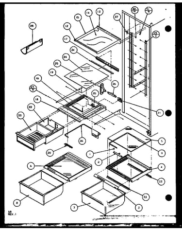 Refrigerator shelving and drawers (sxd22j/p1104019w) (sxd22j/p1104020w)
