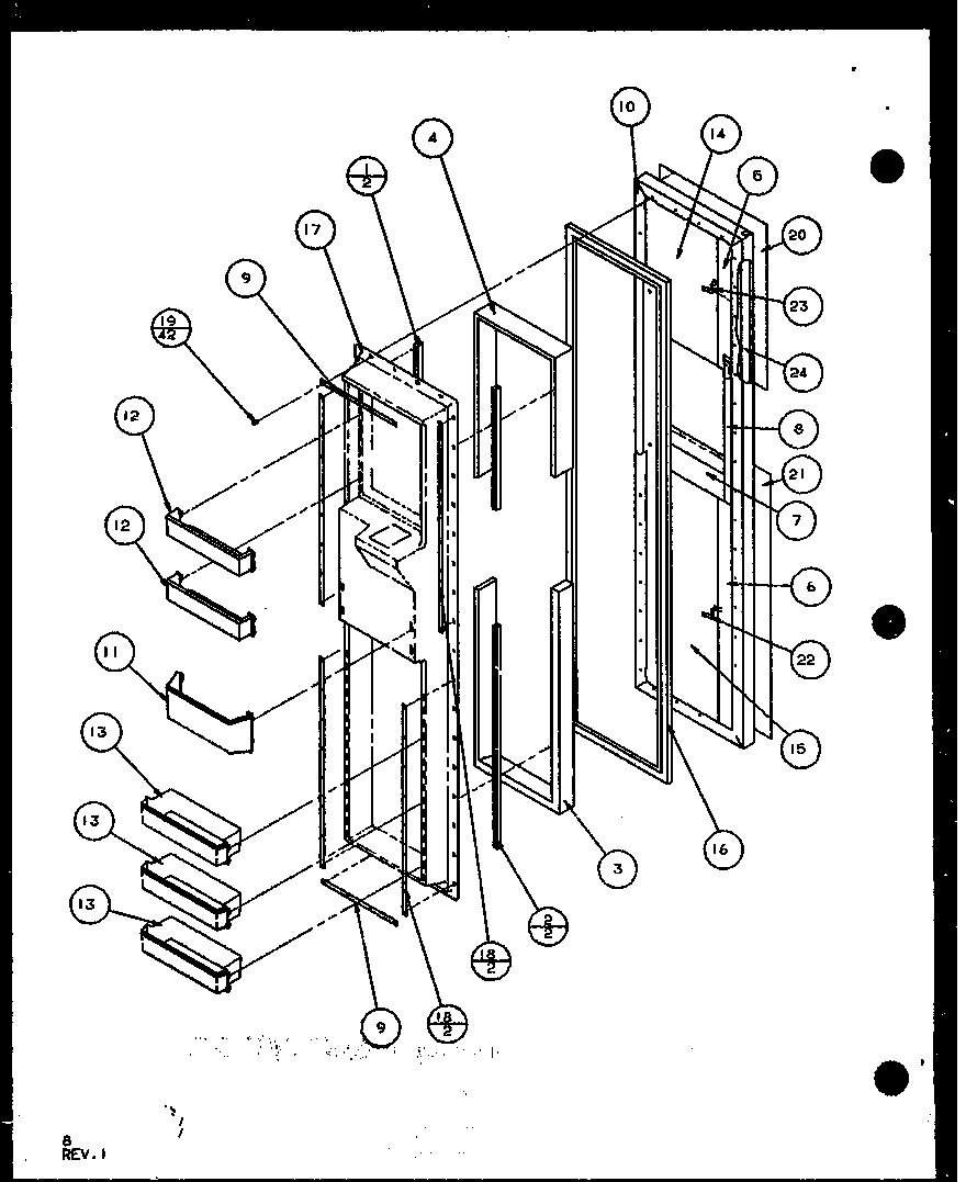Freezer door (sld25j/p1104007w) (sld25jb/p1104009w) (sld25jp/p1104011w) (sld22jb/p1104023w)