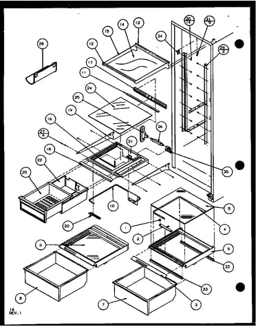 Refrigerator shelving and drawers (sld25j/p1104007w) (sld25jb/p1104009w) (sld25jp/p1104011w) (sld22jb/p1104023w)
