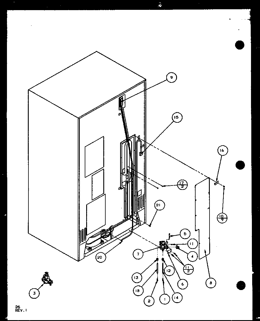 Cabinet back (sld25j/p1104007w) (sld25jb/p1104009w) (sld25jp/p1104011w) (sld22jb/p1104023w)