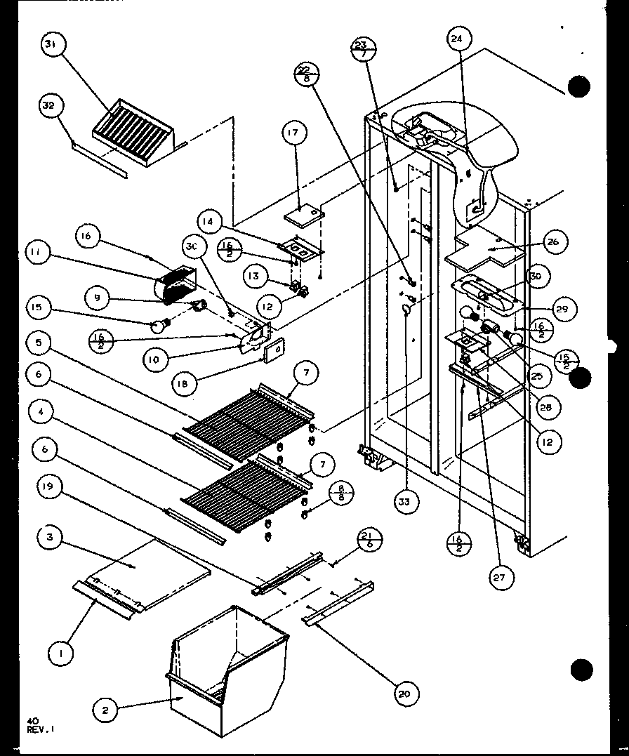 Freezer shelving and refrigerator light (sld25j/p1104008w) (sld25jb/p1104010w) (sld25jp/p1104012w) (sld22jb/p1104024w)