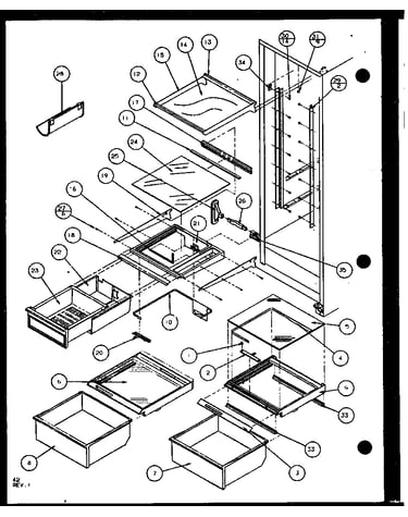 Refrigerator shelving and drawers (sld25j/p1104008w) (sld25jb/p1104010w) (sld25jp/p1104012w) (sld22jb/p1104024w)