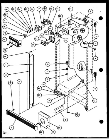 Refrigerator/freezer controls and cabinet part (sld25j/p1104008w) (sld25jb/p1104010w) (sld25jp/p1104012w) (sld22jb/p1104024w)