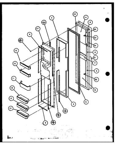 Freezer door (scd25j/p1104013w) (scd25jb/p1104015w) (scd25jp/p1104017w)