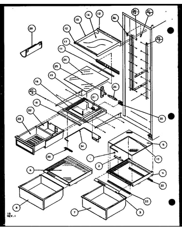 Refrigerator shelving and drawers (scd25j/p1104013w) (scd25jb/p1104015w) (scd25jp/p1104017w)